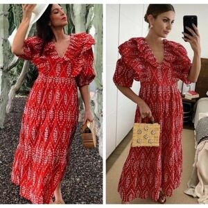 ZARA embroidered openwork eyelet dress